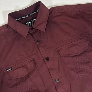 Howitzer Men's Large Maroon We The People Short Sleeve Button Up Military Shirt